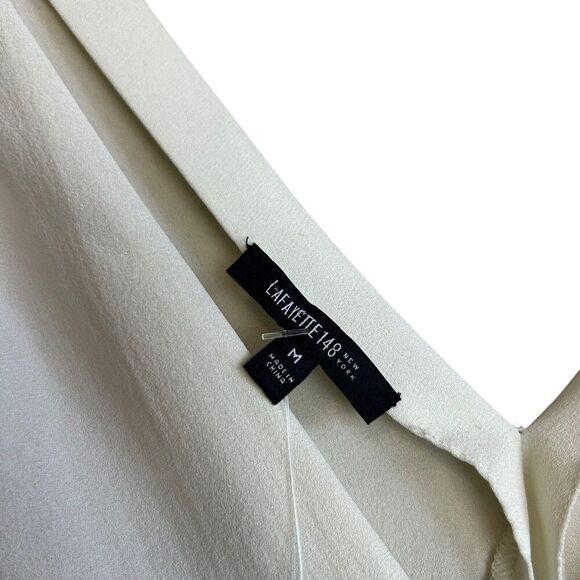 Lafayette 148 New York Top Womens Medium Ivory Silk Sleeveless Blouse V-neck NEW - Picture 4 of 8